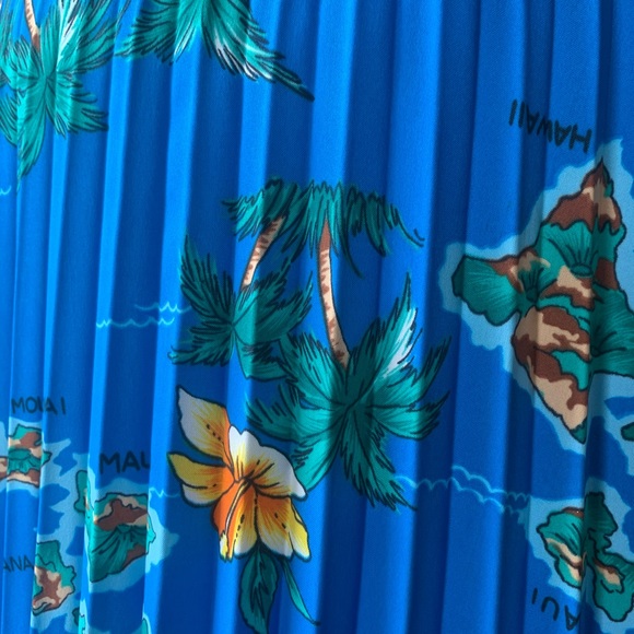 Vintage 1970’s bright blue Hibiscus & Palm trees Hawaiian holiday Muu Muu O/S - Picture 6 of 9